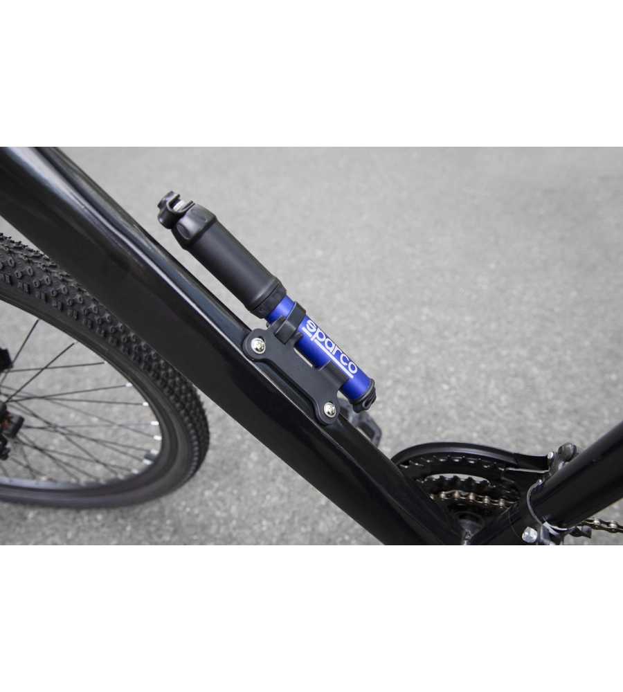 Mini pompa per bicicletta sparco blu in alluminio